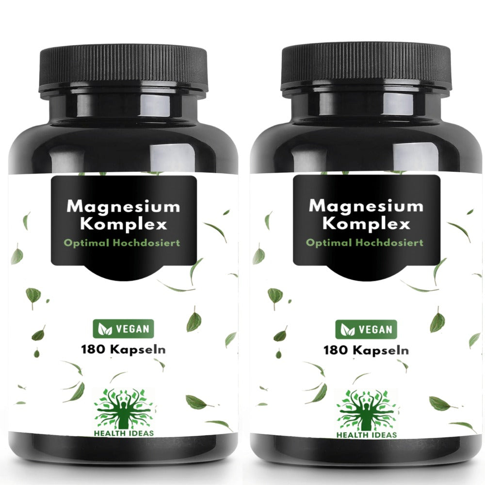 Cápsulas de Complejo de Magnesio – 180 Cápsulas Veganas – 400 mg de Magnesio Elemental por Porción Diaria – Citrato de Magnesio,Óxido, Bisglicinato y Malato