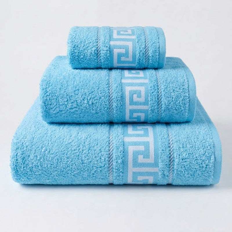 Juego de Toallas de Algodón 100% (3 Piezas) - Incluye Toalla de Tocador, Lavabo y Ducha | Tacto Suave, Ultra Absorbentes con Diseño Elegante de Lunares | Set Premium para Baño