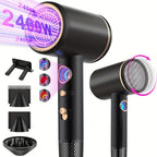 Secador de pelo iónico profesional de 2400W con motor de CA, rápido, 3 niveles de calor y 3 velocidades, botón frío/calor, difusor de viaje incluido