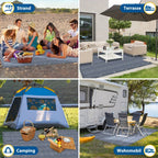 Alfombra para toldo antideslizante, alfombra de camping para exteriores, varios tamaños, suelo para tienda de campaña para caravana/motorhome con bolsa de transporte, orificios de fijación y clavijas (Gris Azul)