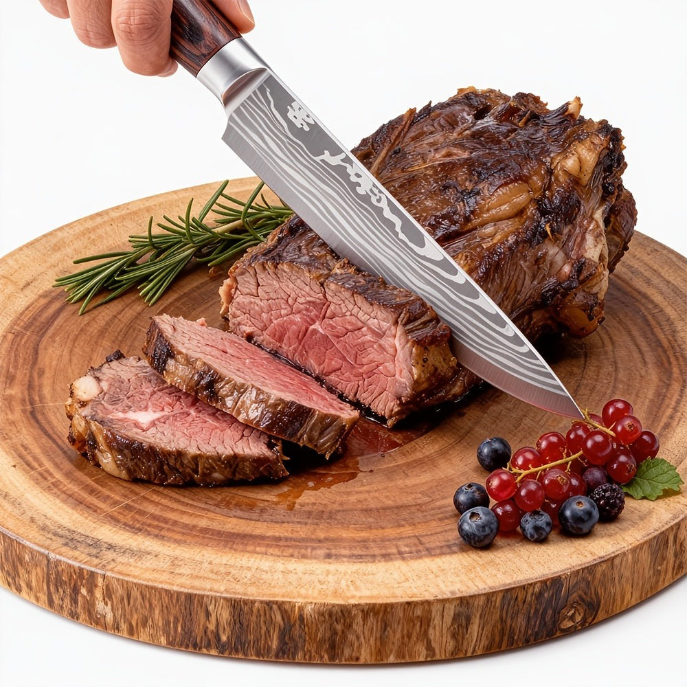 Juego de 5 piezas/Juego de 8 piezas [Caja de regalo + Sello de cintura], Juego de cuchillos de cocina, Cuchillo de chef, Cuchillo para rebanar, Corte de carne y pescado, Un juego puede preparar una variedad de ingredientes, Cocina casera, Hoteles, Restaur