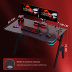 Escritorio Gaming en Forma de A de 101.6 cm, Escritorio de Fibra de Carbono y Diseño Ergonómico, Escritorios de Oficina con Almohadillas para los Pies, para Dormitorio en Casa, Negro