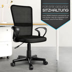 Silla de Oficina TRESKO® con Reposabrazos, Altura Ajustable Continua | Silla Giratoria de Malla Transpirable | Silla de Escritorio con Ruedas de Plástico Ligeras, Superficie Acolchada, Ajuste Ergonómico | Silla de Ordenador Ideal para Oficina en Casa, Hab