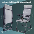 CASARIA® Sillas de Jardín Juego de 4 Plegables Ajustables en 7 Direcciones de Aluminio con Respaldo Alto Función Reclinable Silla de Camping Plegable para Balcón Silla Plegable Respaldo Alto