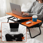 Mesa plegable para cama y sofá con altura ajustable de 5 niveles, bandeja con superficie ajustable y portavasos, mesa pequeña multifunción para ordenador, libros, trabajo y estudio en casa (56x32x25cm)