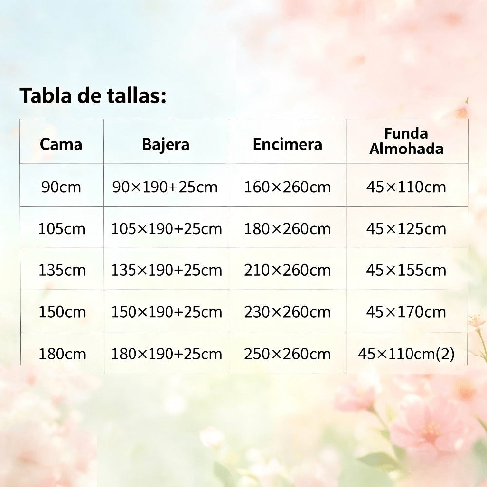 Juego de cama de 3/4 piezas apto para todas las estaciones, que incluye una sábana, una sábana ajustable y fundas de almohada. Medidas: 90 cm, 105 cm, 135 cm, 150 cm y 180 cm