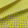 Tela Seersucker, 60% Algodón, 40% Poliéster Reciclado GRS, Camisería, Prendas Moda, Cuadros Vichy, Amarillo Flúor