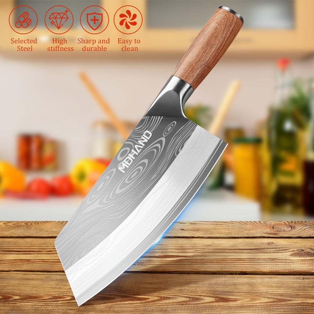 Cuchillo de cocina | 1 pieza Cuchillo de cocina de acero de Damasco, afilado como una cuchilla para rebanar y desmenuzar en la cocina, dureza de