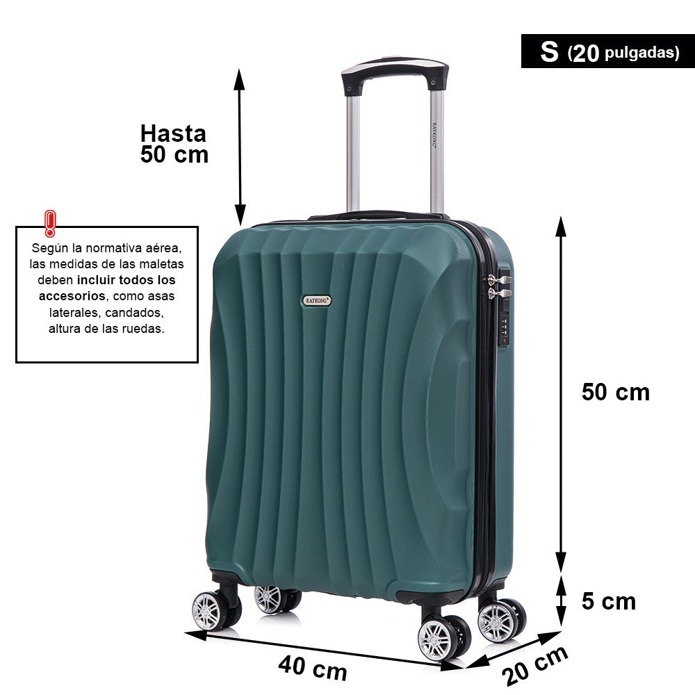 Maleta Cabina ABS 55x40x20cm (44L)- 20 Pulgadas - Negro/Azul/RosaDorado/Plateado/Amarillo/Rojo/Turquesa/Verde/Menta/Morada