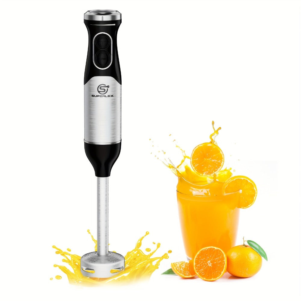 SUPERLEX Licuadora de Mano 600W - Batidor de Acero Inoxidable de Grado Alimenticio, 2 Velocidades (Alimentos Suaves/Duros) para Cocina Hogareña/Catering/Pequeños Negocios de Alimentos | Prepara Sopas, Salsas, Purés