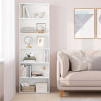 Estantería Ajustable de 6 Niveles | Estante de Almacenamiento Independiente Abierto, Estante de Partición, Adecuado para Oficina y Estudio, Roble Claro y Blanco, Dimensiones: 60x180x23.5 cm, Independiente, Requiere Montaje