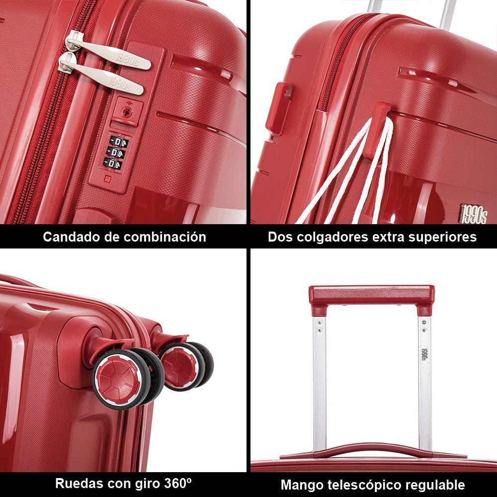 Maleta de cabina de 55x38x22cm (44L) de polipropileno - Candado incorporado - 20 pulgadas