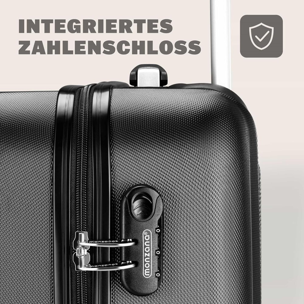 MONZANA® Maleta Rígida Baseline M Color Negro Equipaje de Viaje 34L peso 2,25Kg con ruedas 360° trolley 2 asas valija