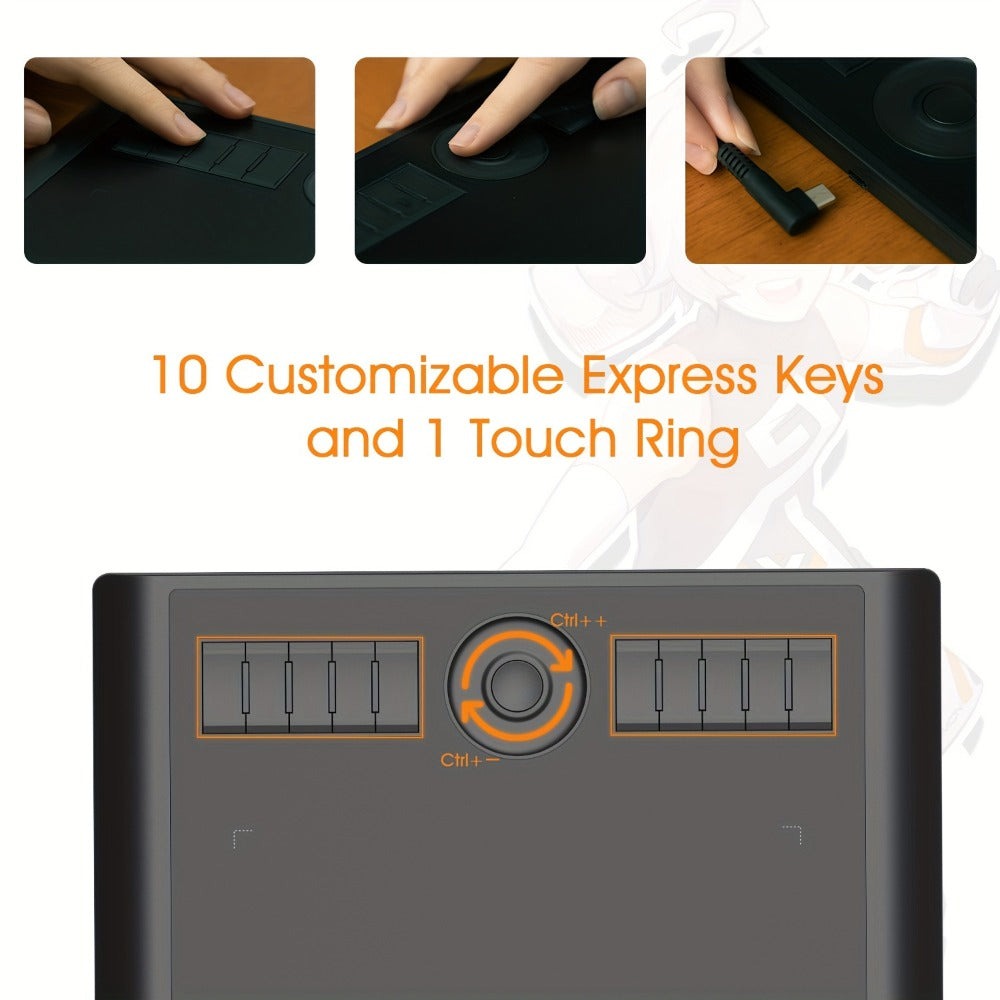 GAOMON M10K Tableta Gráfica Profesional Grande Compatible con Mac y PC, Mesa de Dibujo Grande con Lápiz Óptico sin Batería, 8192 Niveles, 10 Teclas de Acceso Rápido, - Adecuada para Arte Digital, Edición de Fotos, Diseño, para Uso de Oficina