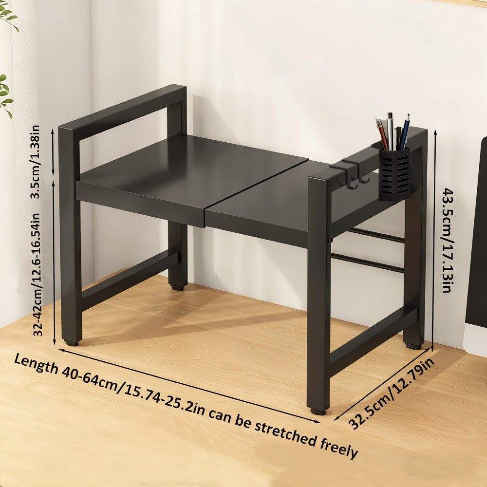 Soporte para impresora de 2/3 niveles con dos ganchos, soporte para bolígrafos, soporte expandible, organizador de escritorio para máquina de fax de oficina, soporte para monitor, estante de almacenamiento de escritorio para oficina en casa, fotocopiadora