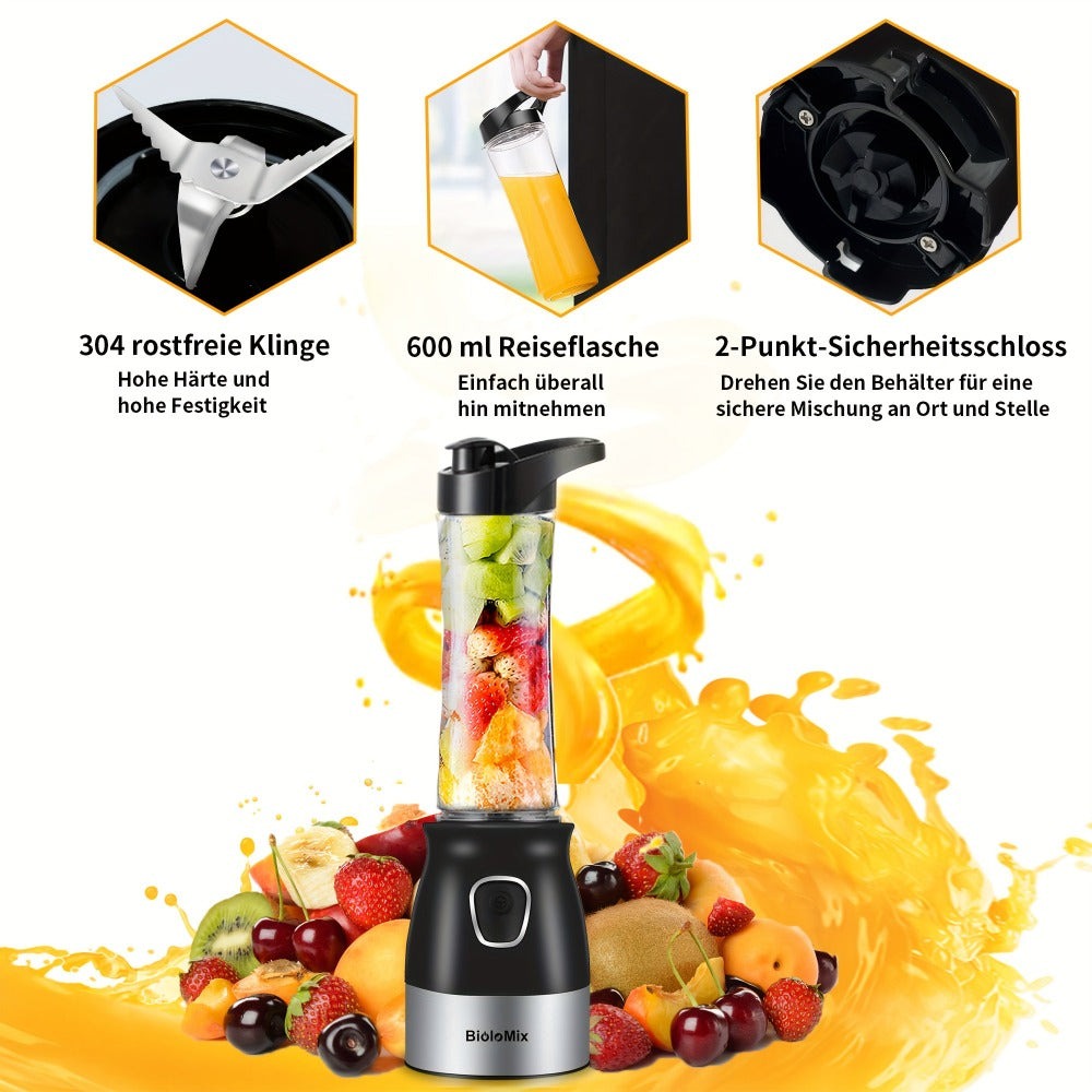 BioloMix Procesador de alimentos multifuncional 3 en 1, exprimidor portátil, licuadora, mezcladora de batidos personal, picadora de alimentos y molinillo seco