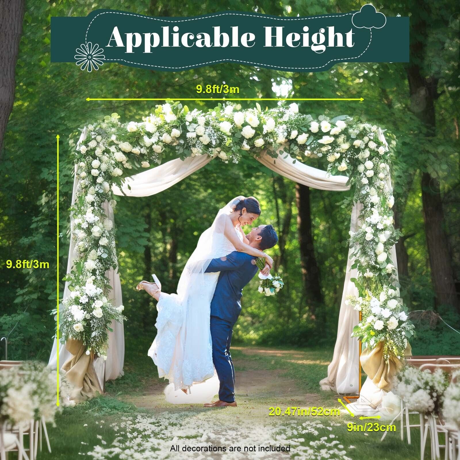 Arco de boda de metal de 3x3 m, soporte de fondo cuadrado ajustable en altura, soporte de arco de globo de metal rectangular para decoración de fondo de cabina de fotos de fiesta de cumpleaños de boda, arcos de boda amarillos para ceremonia, marco de cena