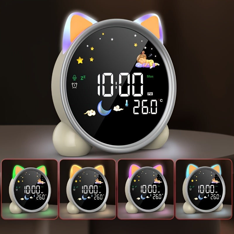 Reloj Despertador Lemnoi para Niños, Entrenador de Sueño para Niños y Niñas, Reloj Despertador Infantil con Pilas, Cuenta Regresiva, Función Snooze, 3 Niveles de Brillo