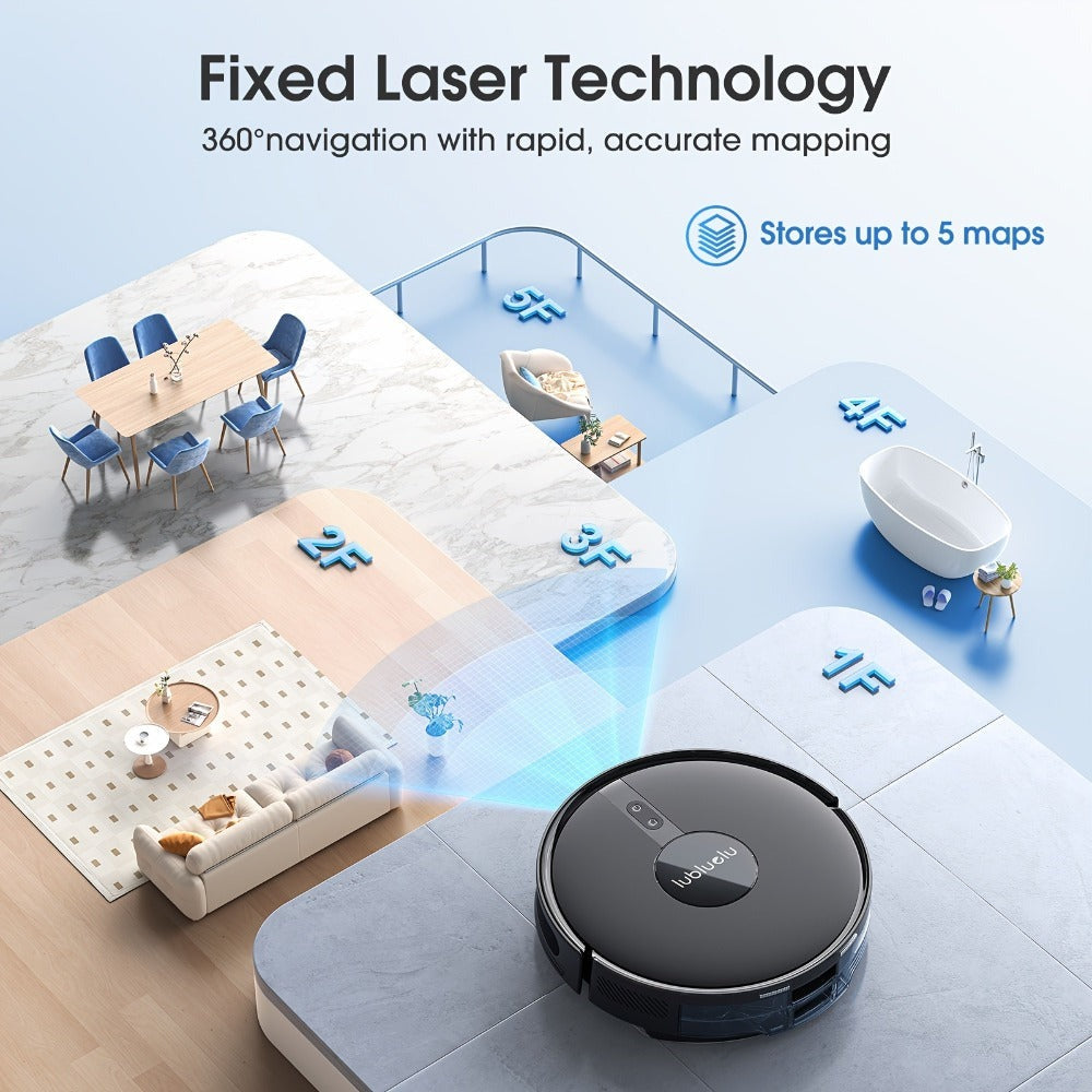 Lubluelu Combinación de aspiradora y fregona robot, aspiradora robótica con navegación láser por puntos, máximo 180 min, 62 dB, 30 zonas de exclusión para pelo de mascotas, alfombras, suelo -B40/L15Ultra, regalos de Navidad y Halloween
