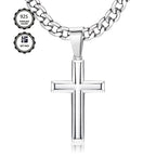 Collar con colgante de plata 925 para hombre, cadena cubana de 5 mm con cruz exquisita, peso total del producto (25.29G). Estilo moderno de fiesta callejera, regalo para hombre, regalo para el Día del Padre, regalo para pareja, con caja de regalo