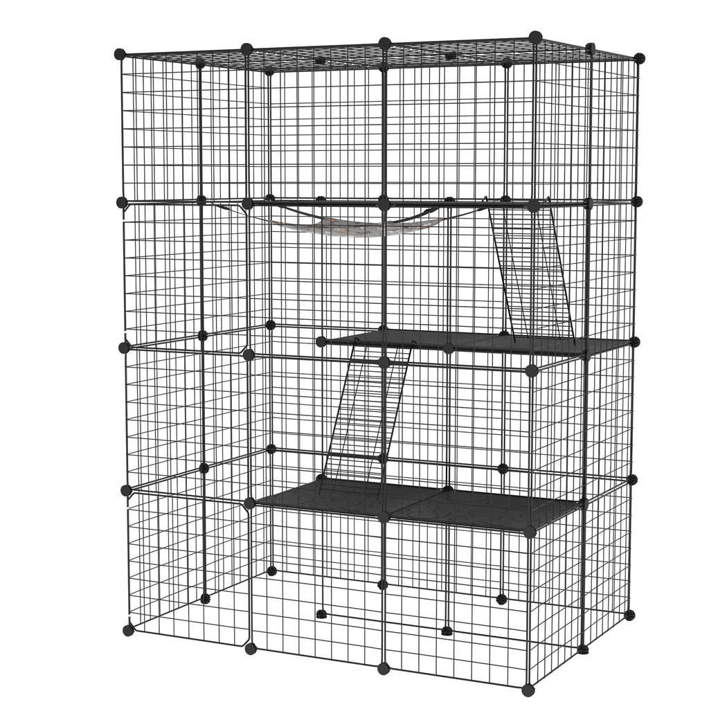 Recinto para mascotas | Corral para Gatos al Aire Libre de Bricolaje con Escalera de Alambre Metálico Denso para 1-2 Animales Pequeños