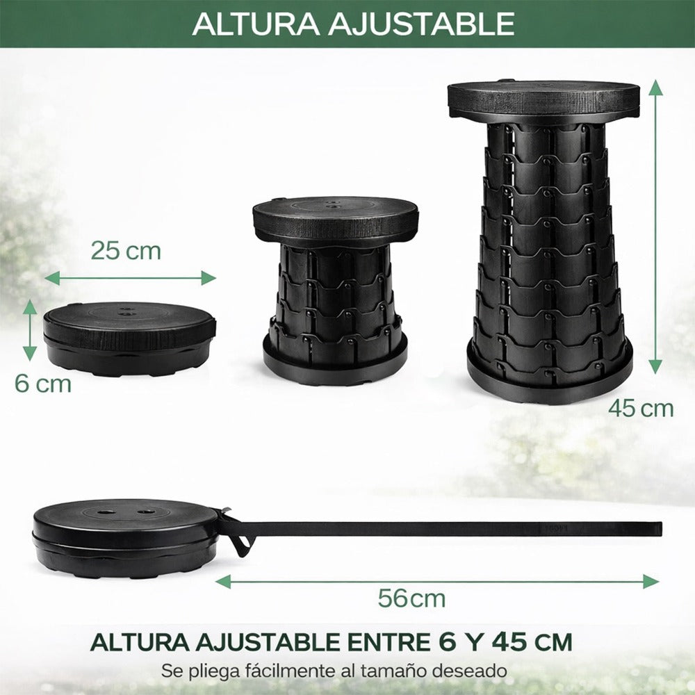 Silla y taburete plegables portátiles de alta resistencia - Diseño compacto y ligero, taburete plegable multifuncional ajustable de altura para camping, pesca, senderismo - Equipo de exterior duradero, regalo perfecto para pescadores, silla de camping con