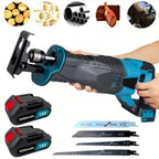 Sierra de vaivén, sierra eléctrica inalámbrica de 500 W con velocidad variable de 0-3500 RPM, 4 hojas, para cortar madera y metal, con 2 baterías de 3.0 A + cargador, para batería Makita