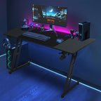 Mesa Gaming Mesa Gaming Escritorio Negro Tapa de Fibra de Carbono Mesa de Ordenador Gamer Mesa de PC Ergonómica con Agujero para Cables