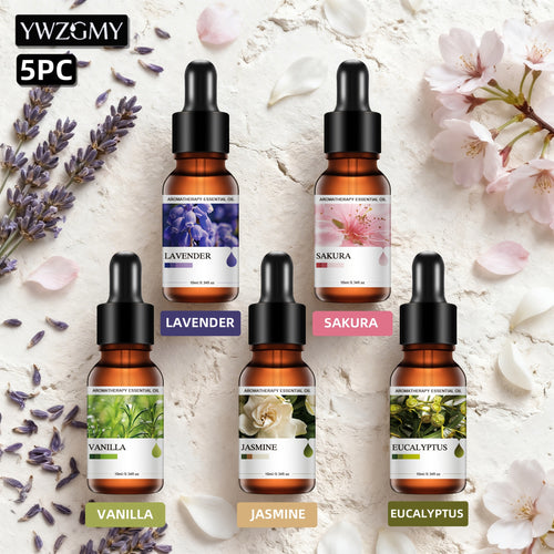 Aceites esenciales y accesorios | Set de 5 goteros para aceites esenciales, difusor de aroma, velas perfumadas, quemador de aceite aromático