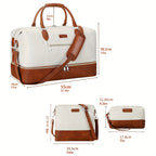 Set de 3 bolsos tote espaciosos para viaje, que incluyen un bolso de mano elegante, un bolso de hombro y un neceser de aseo, fabricados con materiales duraderos. Ideal tanto para viajes como para el uso diario, lo que lo convierte en un gran regalo para m