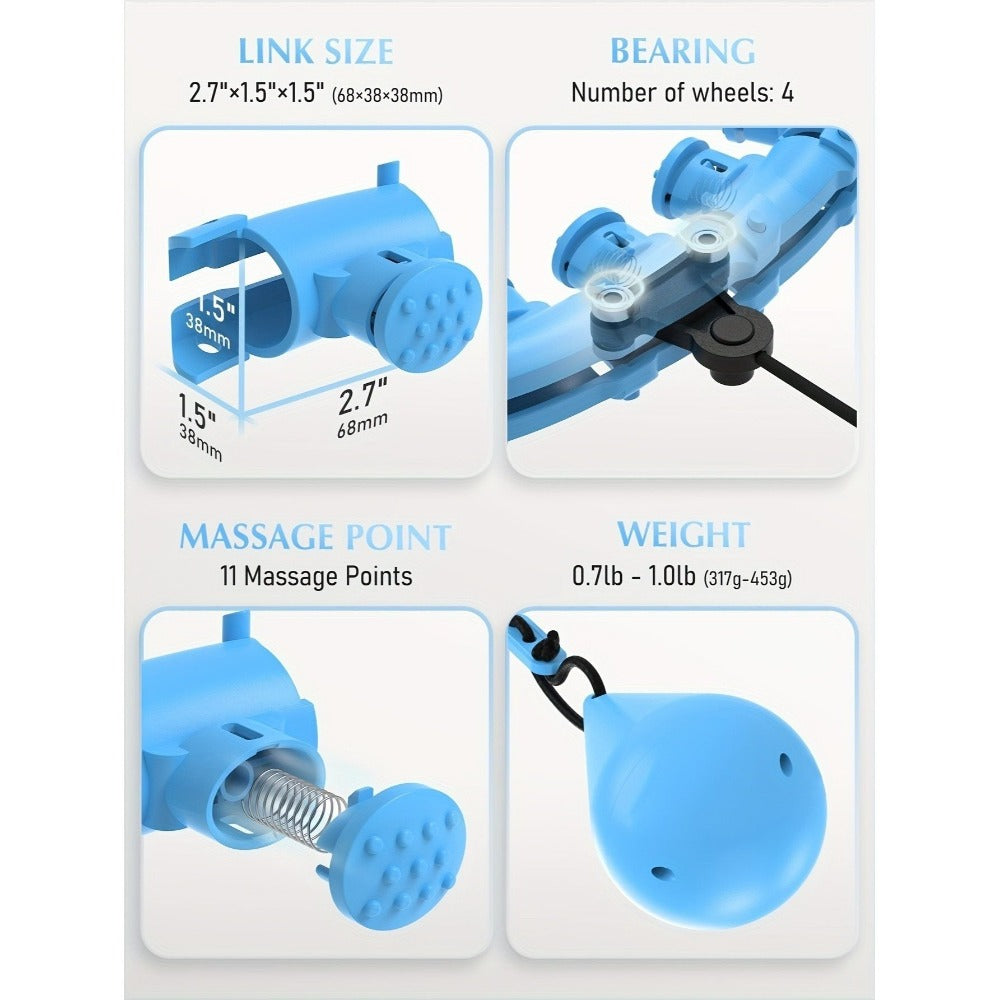 Cinta de fitness inteligente ajustable con bola hueca desmontable, cintas pesadas para pérdida de peso, talla grande 46 pulgadas/117 cm, incluye 24 enlaces desmontables y entrenador de cintura para mujeres. Nudo desmontable para ejercicios en casa, dispon