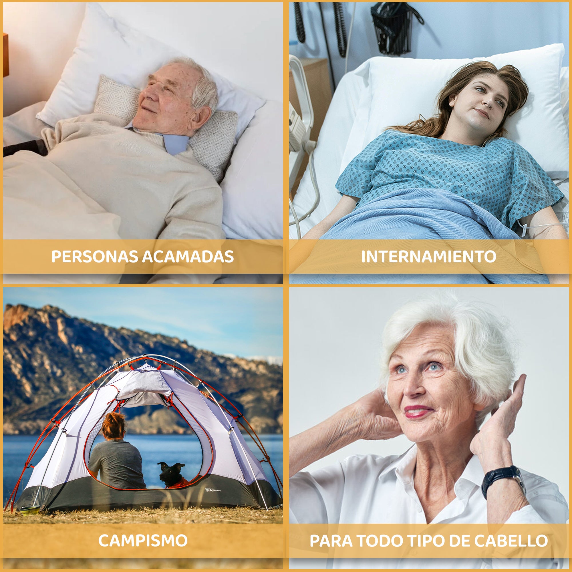 Gorro Lavacabezas sin agua corriente con Champú | Higiene Rápida | Ideal para Mayores, Encamados, Cirugías y Viajes | Lista para Usar | 6 Unidades
