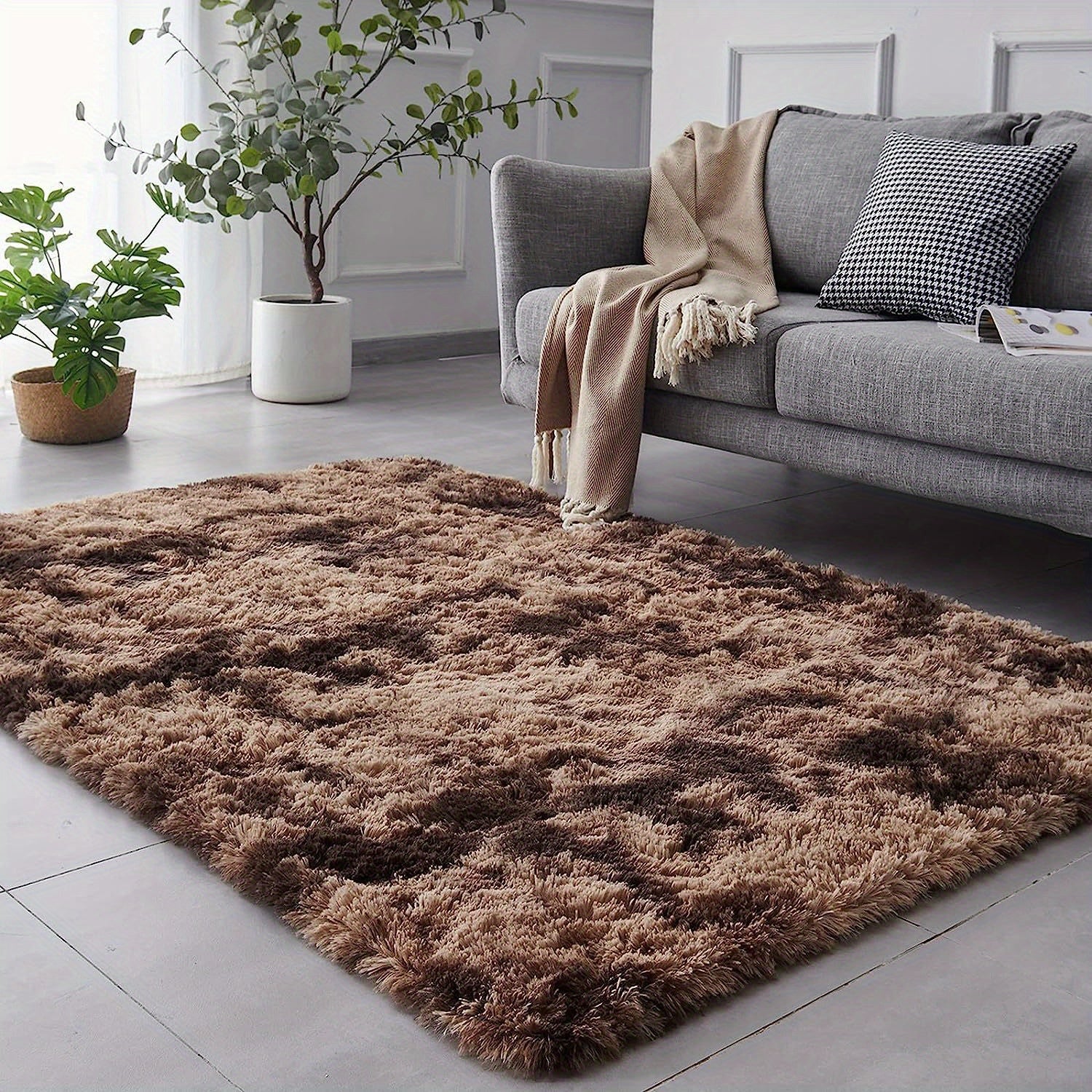 1 alfombra suave de felpa, alfombra de felpa antideslizante, alfombra suave de felpa para mesita de noche, alfombra tie-dye para sala de estar, decoración del hogar, alfombra para dormir mascotas, alfombra para dormitorio y sala de estar, decoración de la