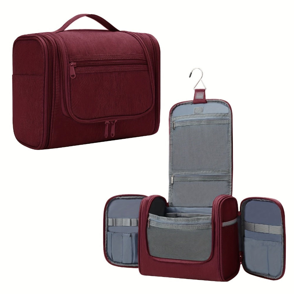 Bolsa de Aseo Colgante con Múltiples Bolsillos y Gancho, Organizador de Maquillaje Elegante para Mujeres y Hombres, Cierre de Cremallera Duradero, Diseño con Asa Superior, Bolsa de Viaje para Aseo, Regalo de Navidad