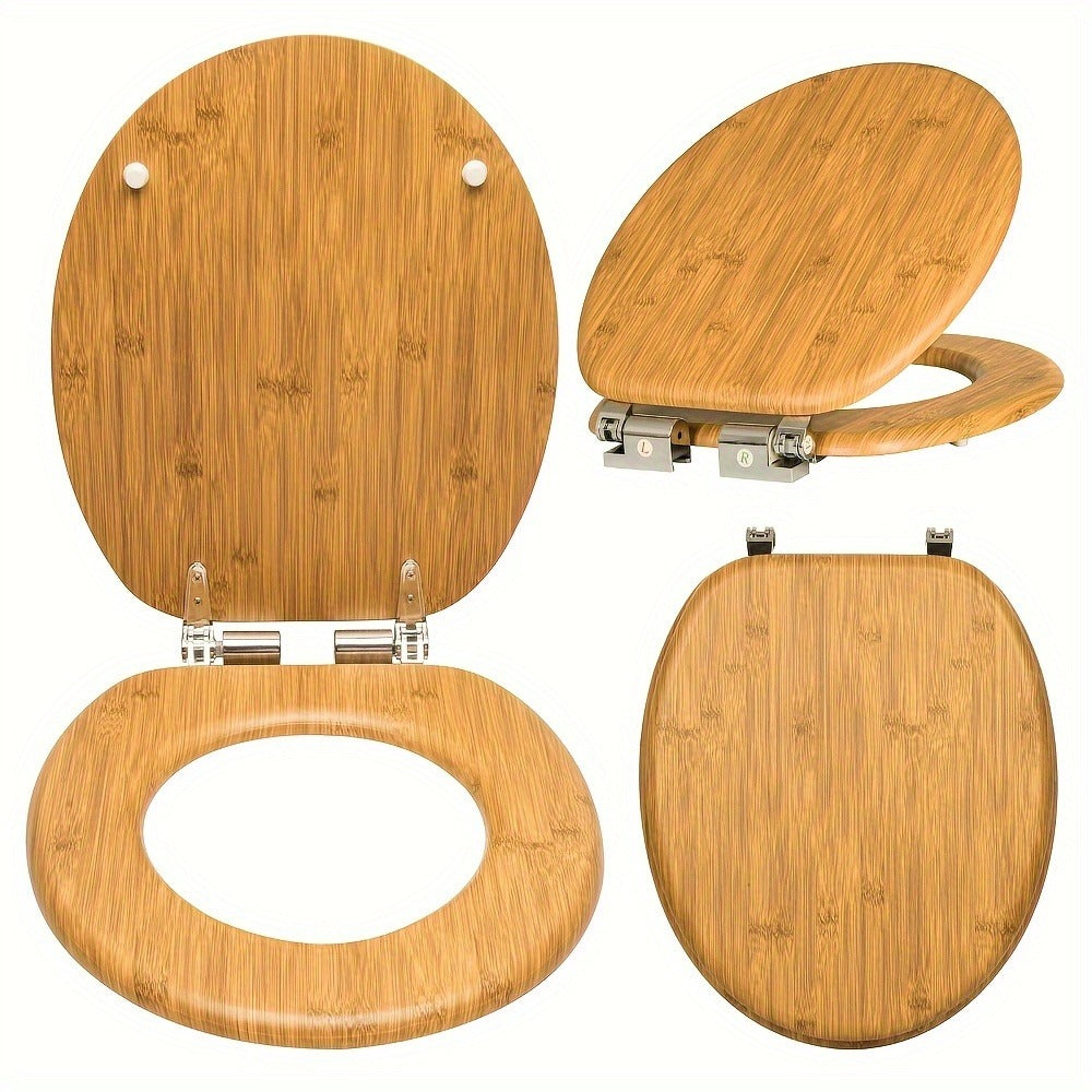 Asiento de inodoro con cierre suave de madera | Para baño y sustitución rápida