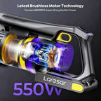 Laresar X11 Aspiradora Inalámbrica 550W/46Kpa para el hogar, Aspiradora de varilla anti-enredos de 60 minutos, Aspiradora recargable de doble mano ligera con aromaterapia para pelo de mascotas, alfombras y pisos, limpieza de primavera