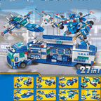 [Blue Patrol Bloques de Construcción de Policía Carpoy] Bloques de Construcción de Camión Modelo de Coche | Kit de Construcción | Coche de Policía | Adecuado para Regalos de Vacaciones/Acción de Gracias/Halloween/Regalos de Navidad