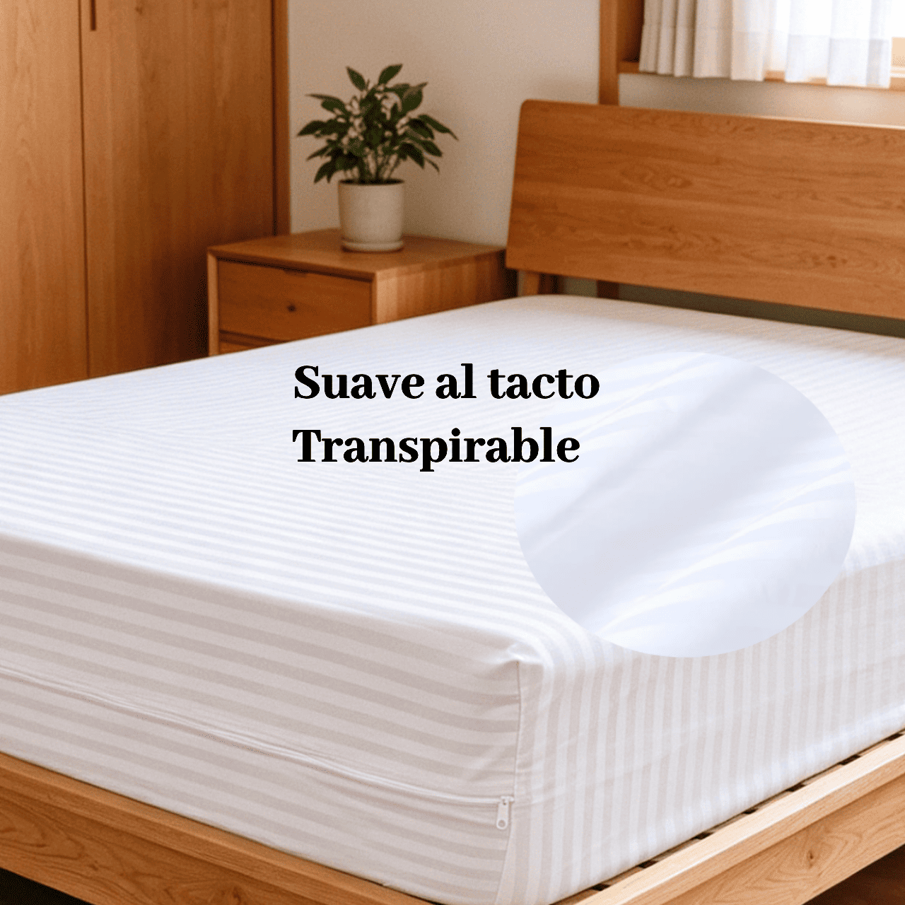 1 pc Protector De Colchon Funda Cutí con altura 25 cm Transpirable con Cremallera 100 Microfibra, Protector Tacto Liso y Suave