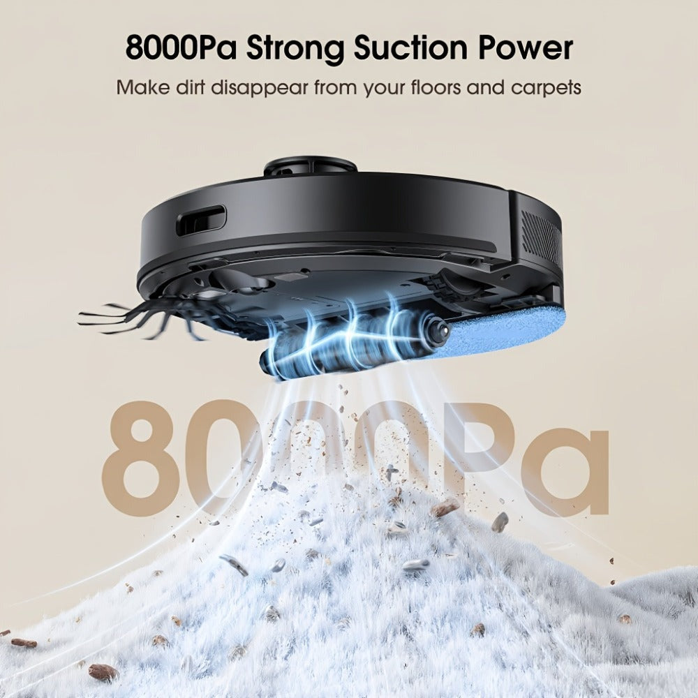 Lubluelu L20 Ultra Robot aspirador y fregona, 3 en 1, aspiradora robot, super succión de 8000Pa, 120 min, recarga por punto de interrupción, navegación precisa, limpieza inteligente, 5 mapas, 30 zonas prohibidas, control por aplicación inteligente, para a