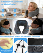 Una Almohada Cervical Ergonómica en Forma de U con Bolsa de Almacenamiento, Espuma de Memoria con Tecnología de Rebote Lento, Funda Lavable a Máquina, Ligera y Portátil para Avión, Oficina y Hogar, Apoya Cuello y Cabeza, Ideal para Siestas, Lectura y Ver