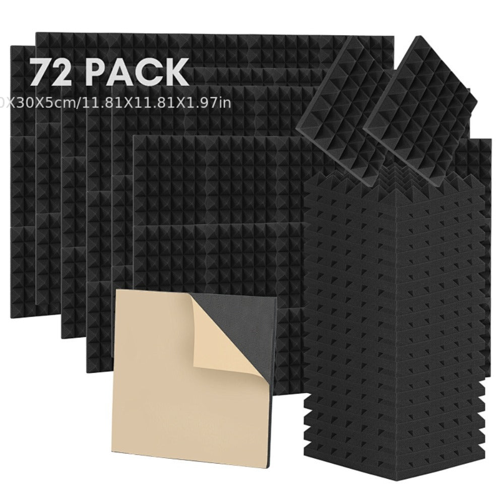 Paneles Acústicos 3D 30x30x2.5cm Autoadhesivos, Espuma Aislante de Sonido para Paredes - Paneles de Absorción Acústica para Estudio, Aislamiento Acústico para Hogar u Oficina, Reducción de Ruido 24/48/72 Piezas