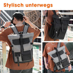 Mochila de Viaje Moderna de 20L/26L para Hombres, Mujeres, Estudiantes, Mochila Escolar Ligera con Tapa Enrollable, con Cremallera Antirrobo, Mochila Ligera para Senderismo, Viajes y Deportes al Aire Libre