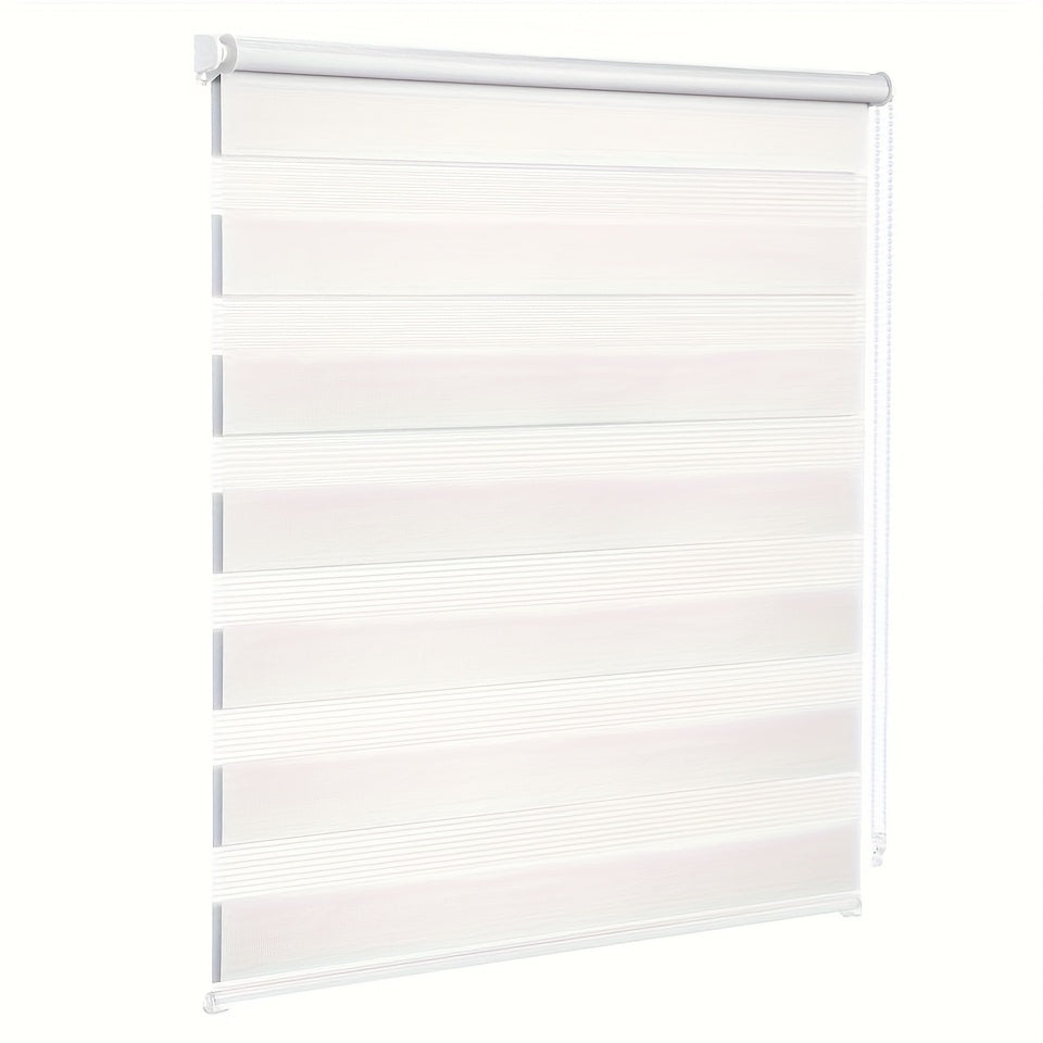 Persiana de doble rodillo sin taladro con abrazadera, longitud de 220 cm - Persianas duet modernas translúcidas y oscuras con soportes, persianas de poliéster con cordón 100% para ventanas y puertas de dormitorios, fácil instalación y control de la luz, o
