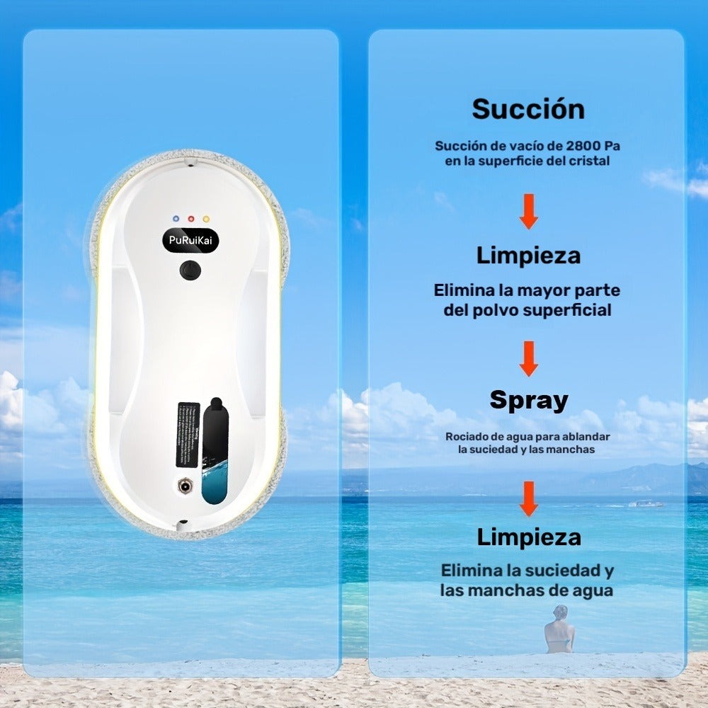 Puruikai 09 Black Friday Navidad Nuevo Producto Almacén Local Robot de Limpieza de Ventanas Inteligente, Máquina de Limpieza de Vidrios con Control Remoto y Rociador de Agua Automático