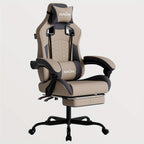 Silla Gaming, Silla Esports, Silla Gaming Ergonómica con Reposapiés, Silla Gaming de Carreras con Reposacabezas Ajustable, Silla de Ordenador con Altura Ajustable y Soporte Lumbar, Adecuada para Oficina en Casa y Gaming, Beige, Azul, Negro, Rojo, Naranja