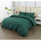 Juego de cama 4 piezas con funda elástica, (Funda de Edredón + Funda Protectora de Colchón + 1/2 Fundas de Almohada), Juego de Funda de Edredón 3-4 Piezas Estilo Nórdico de Color Sólido/Estampado, Ajustable para Camas de 90/105/135/150/180 cm, Regalo Navi
