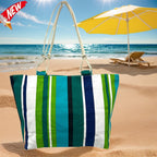 TOTE BAG Grande Rayas Multicolor – BOLSO DE PLAYA de Lona con Asas de Cuerda, Capacidad Extra, 6 Colores Disponibles