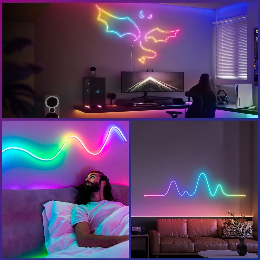 Luces de cuerda LED con aplicación inteligente, mando a distancia de 44 teclas, cambio de color, sincronización con música, temporizador, DIY Sharpe, sala de juegos, decoración de Navidad