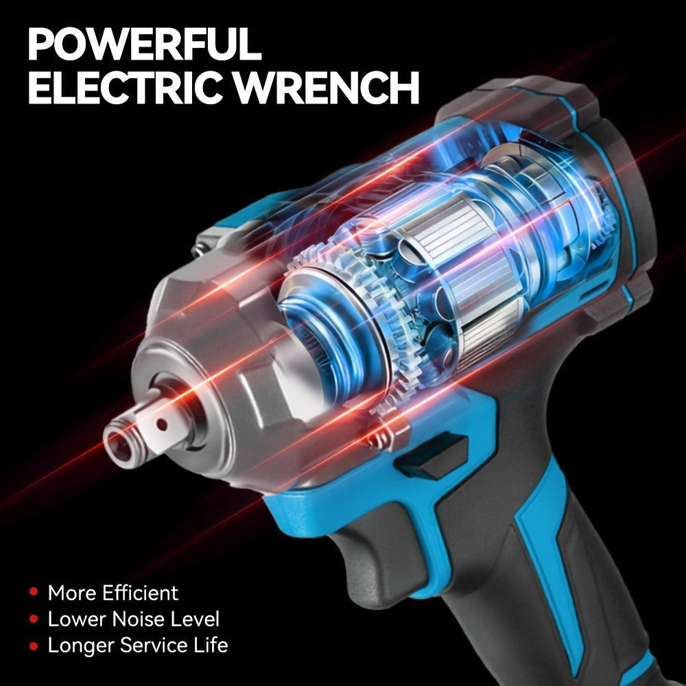 Llave eléctrica sin escobillas de 1000 N.m, juego de taladro eléctrico sin destornillador de 1/2 pulgada, 4 velocidades ajustables, adecuada para reparación de coches, instalación de muebles y andamios, compatible con baterías ONEVAN, una herramienta eléc