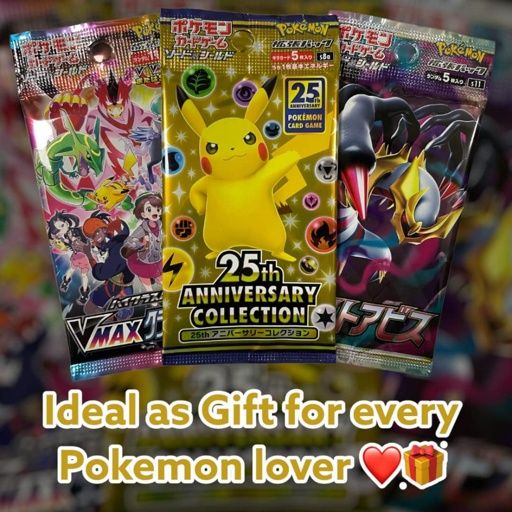 3 Paquetes Originals de Booster de Pokémon Japoneses – Últimas Cartas de Colección de la Serie + Protección de Envío Heartforcards®